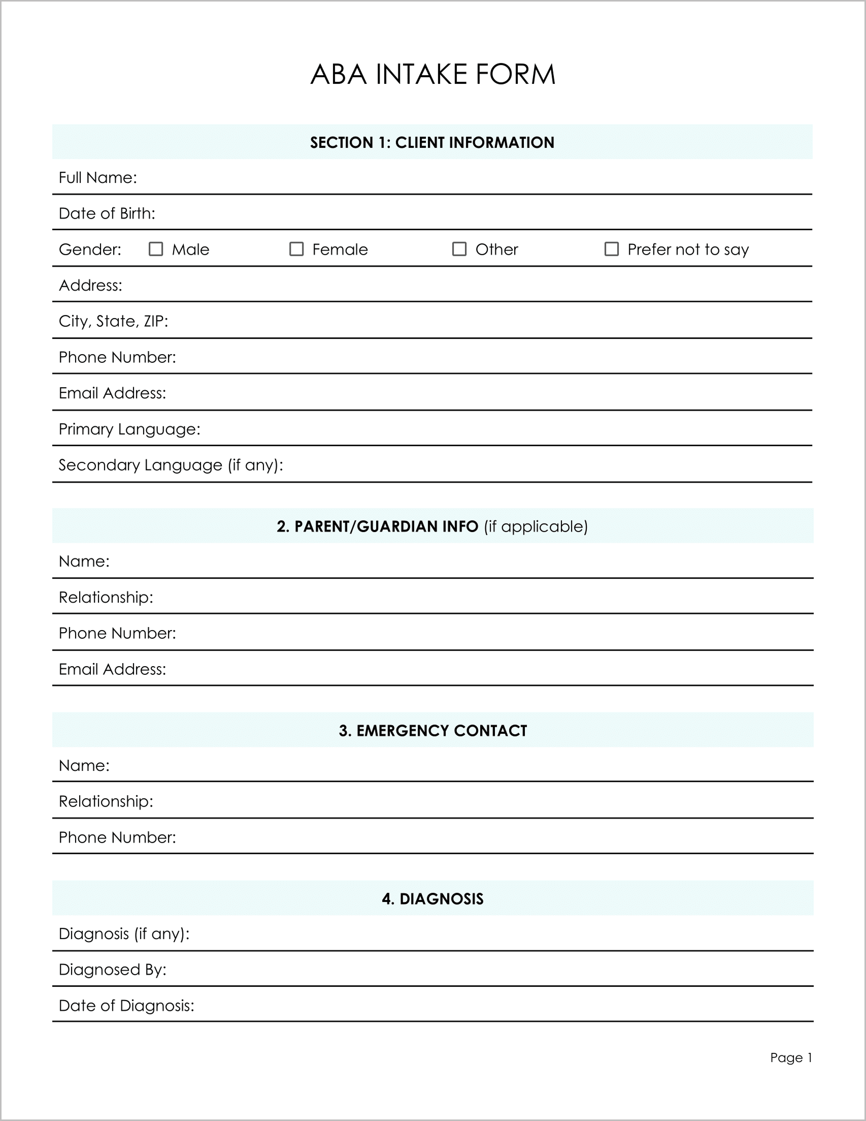 11 Must have Free ABA Intake Forms 11 Must have Free ABA Intake Forms