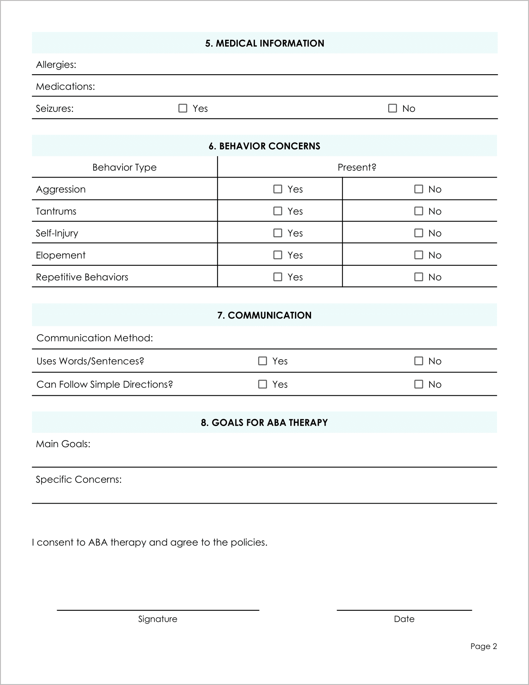 11 Must have Free ABA Intake Forms 11 Must have Free ABA Intake Forms