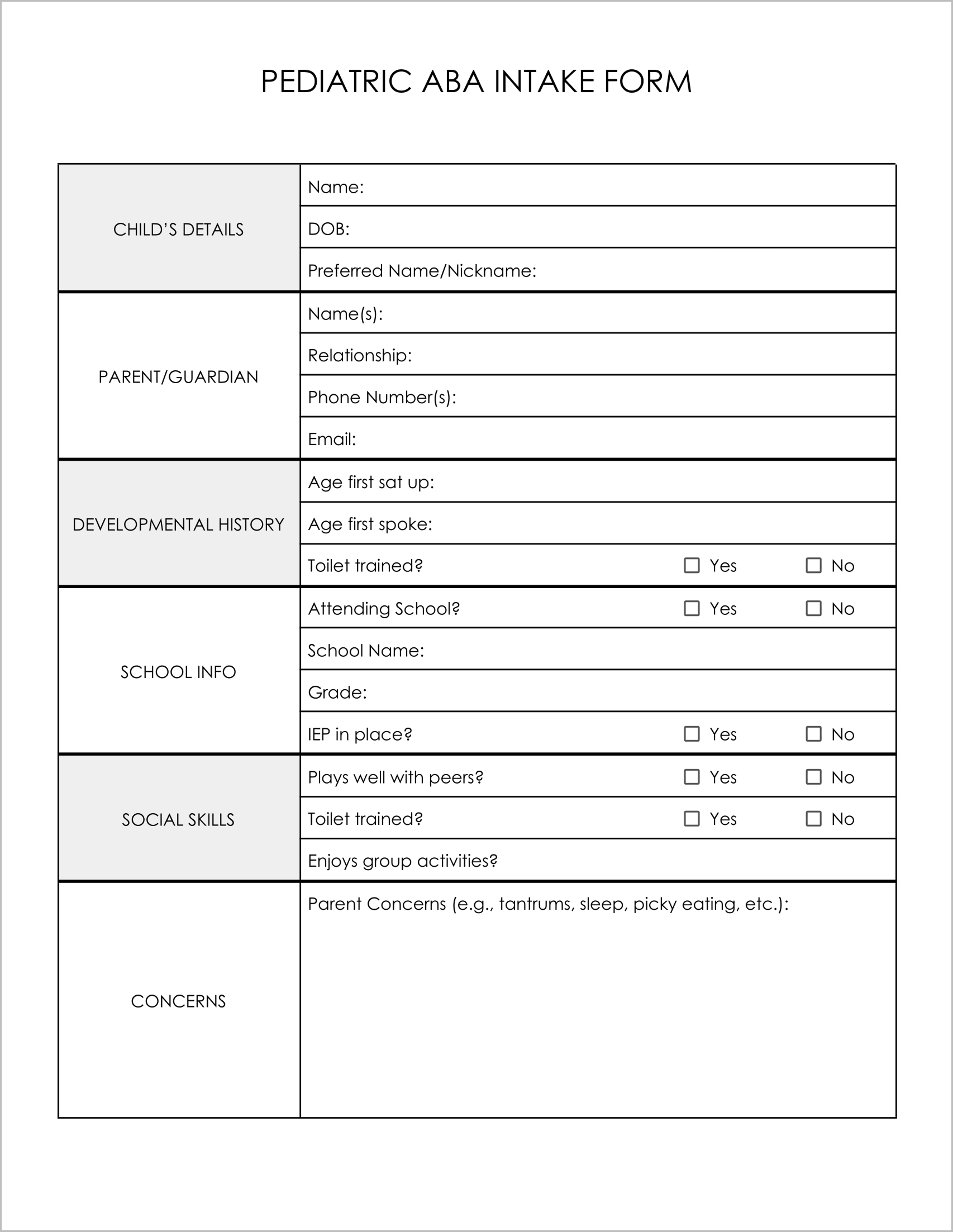 11 Must have Free ABA Intake Forms 11 Must have Free ABA Intake Forms