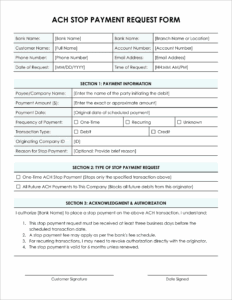 Free ACH Stop Payment Forms