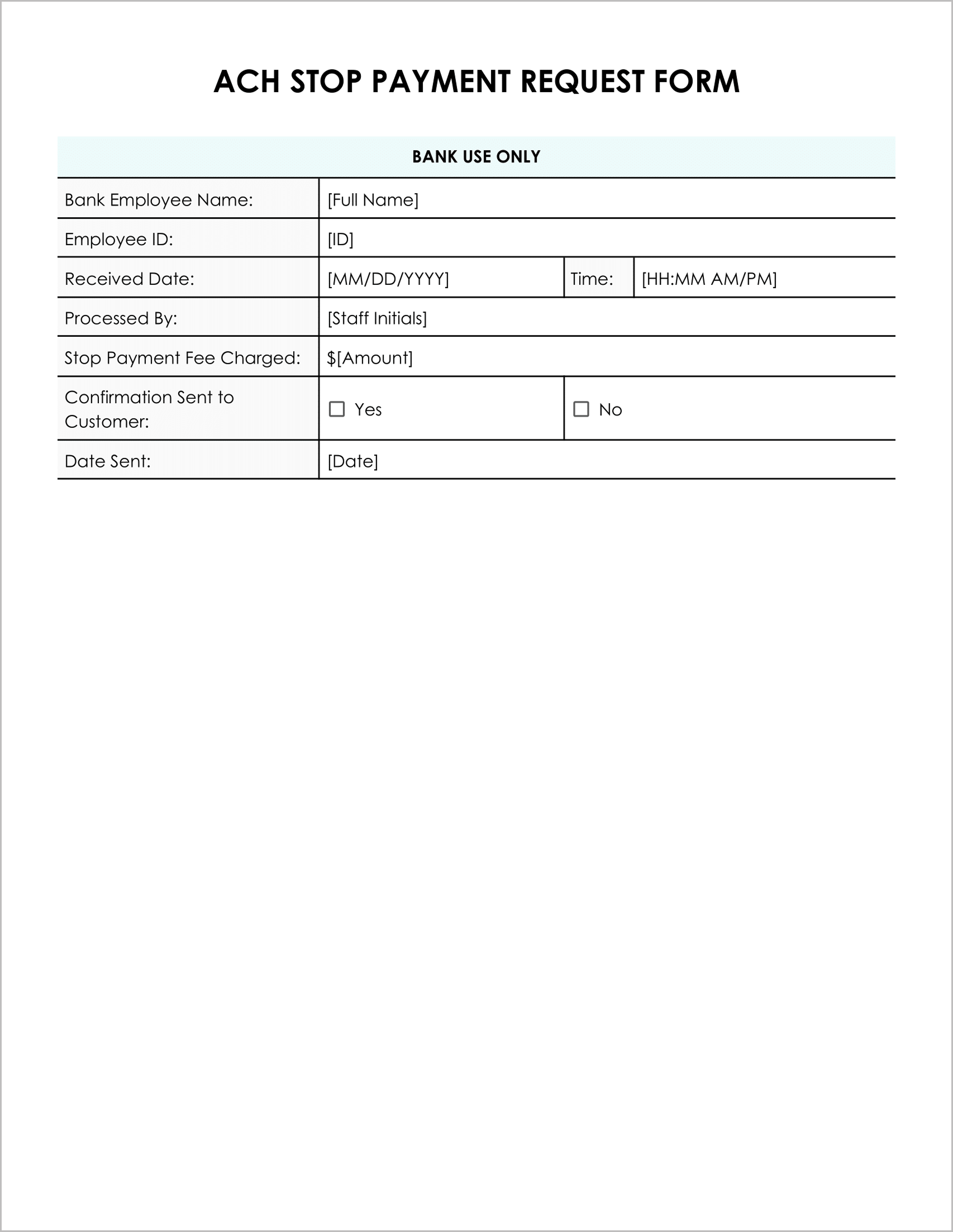 Free ACH Stop Payment Forms Free ACH Stop Payment Forms