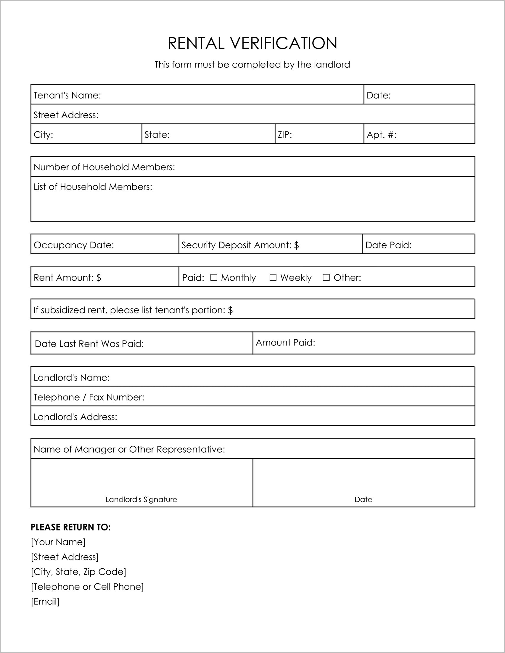 10 Free Must-Have Rental Verification Form Templates