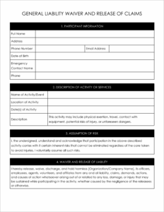 Free Liability Waiver Form Templates