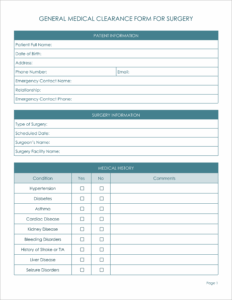 18 Must-Have Free Medical Clearance Forms for Surgery