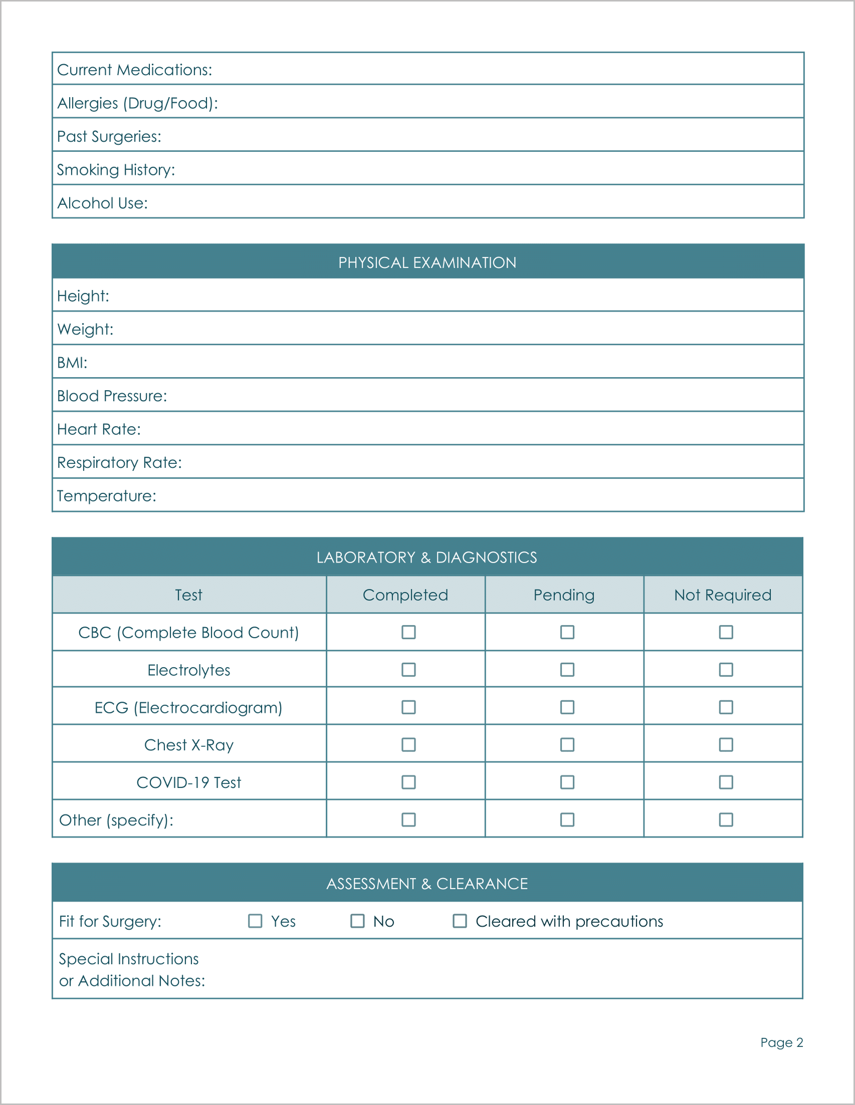 18 Must-Have Free Medical Clearance Forms for Surgery 18 Must-Have Free Medical Clearance Forms for Surgery