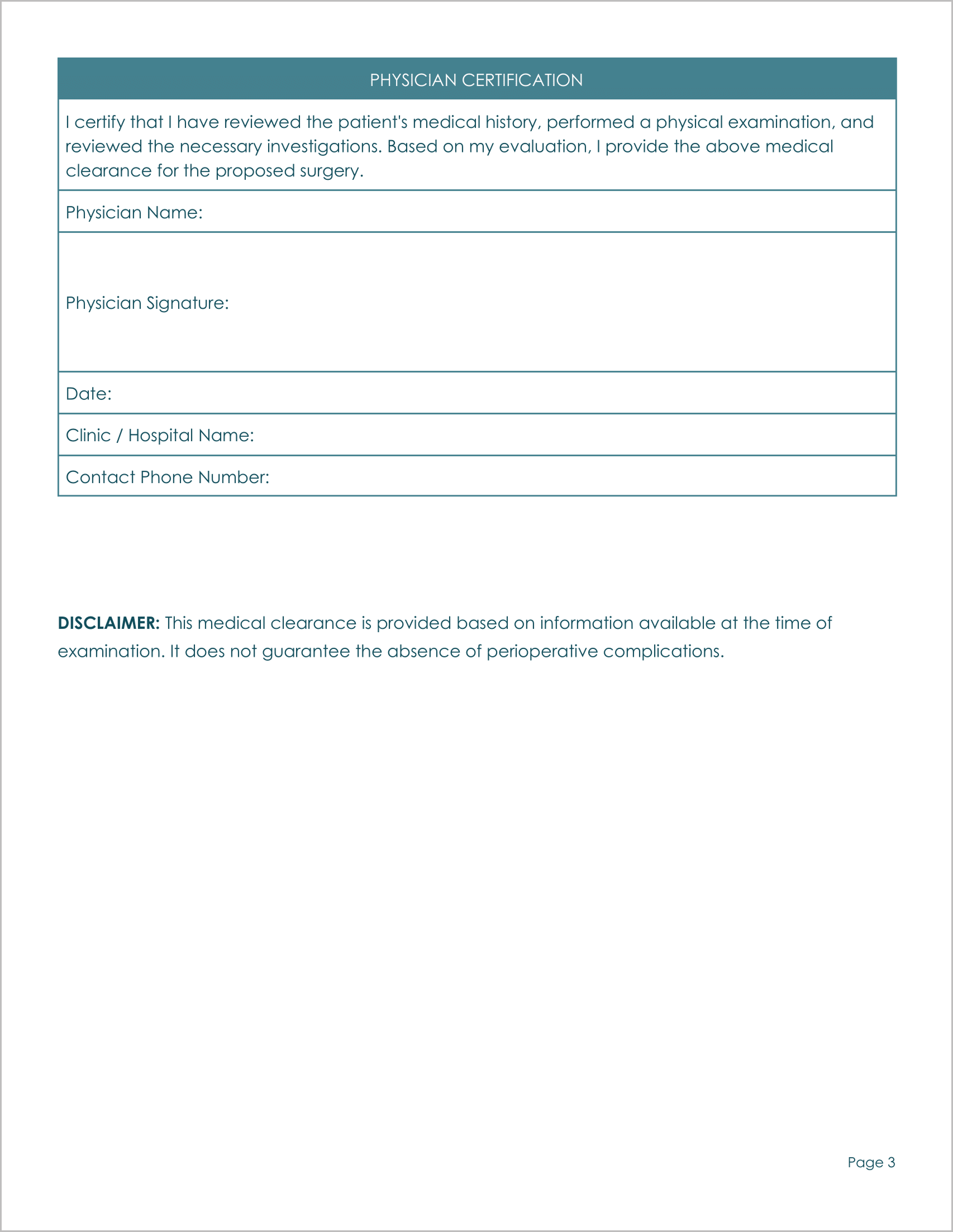 18 Must-Have Free Medical Clearance Forms for Surgery 18 Must-Have Free Medical Clearance Forms for Surgery