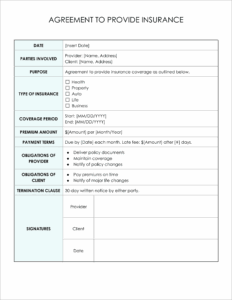 11 Must-Have Free Agreement to Provide Insurance Forms