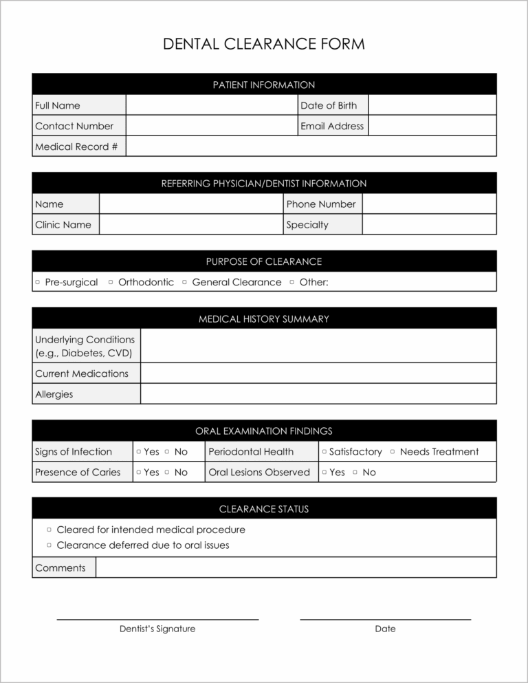 Free, Must-Have Dental Clearance Forms (No Signup Required!)