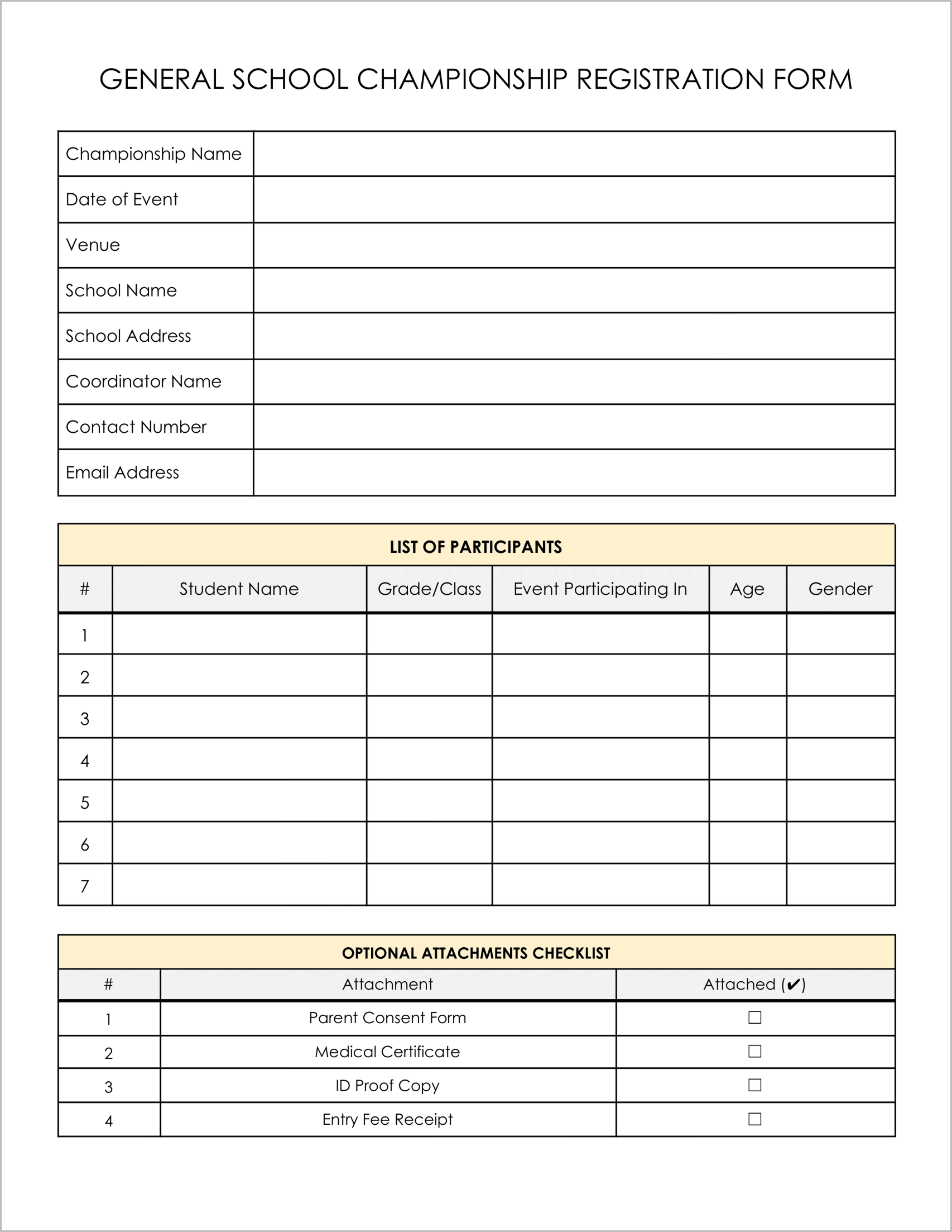 5 Must-Have Free School Championship Registration Forms