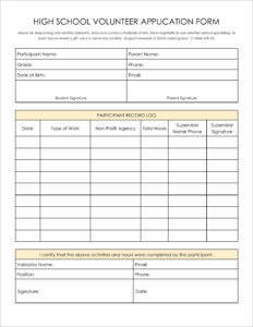 10 Must-Have Free High School Volunteer Form Templates