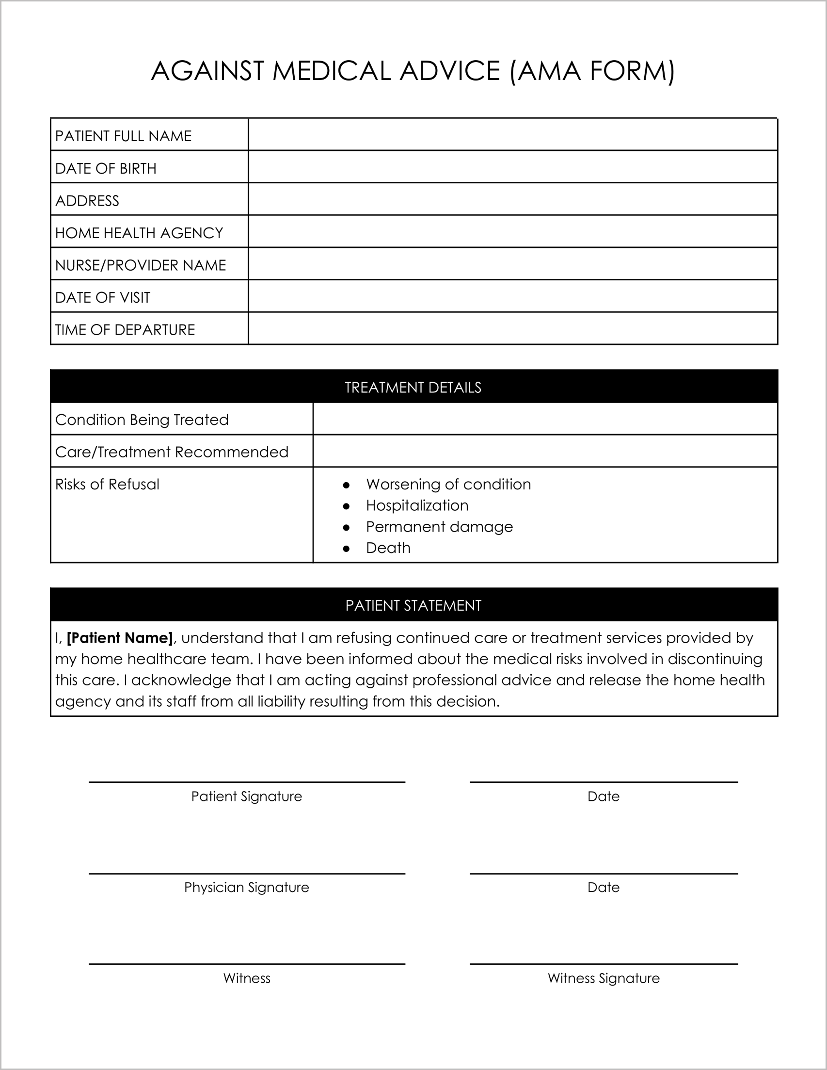 11 Must-Have Free Against Medical Advice (AMA) Forms 11 Must-Have Free Against Medical Advice (AMA) Forms