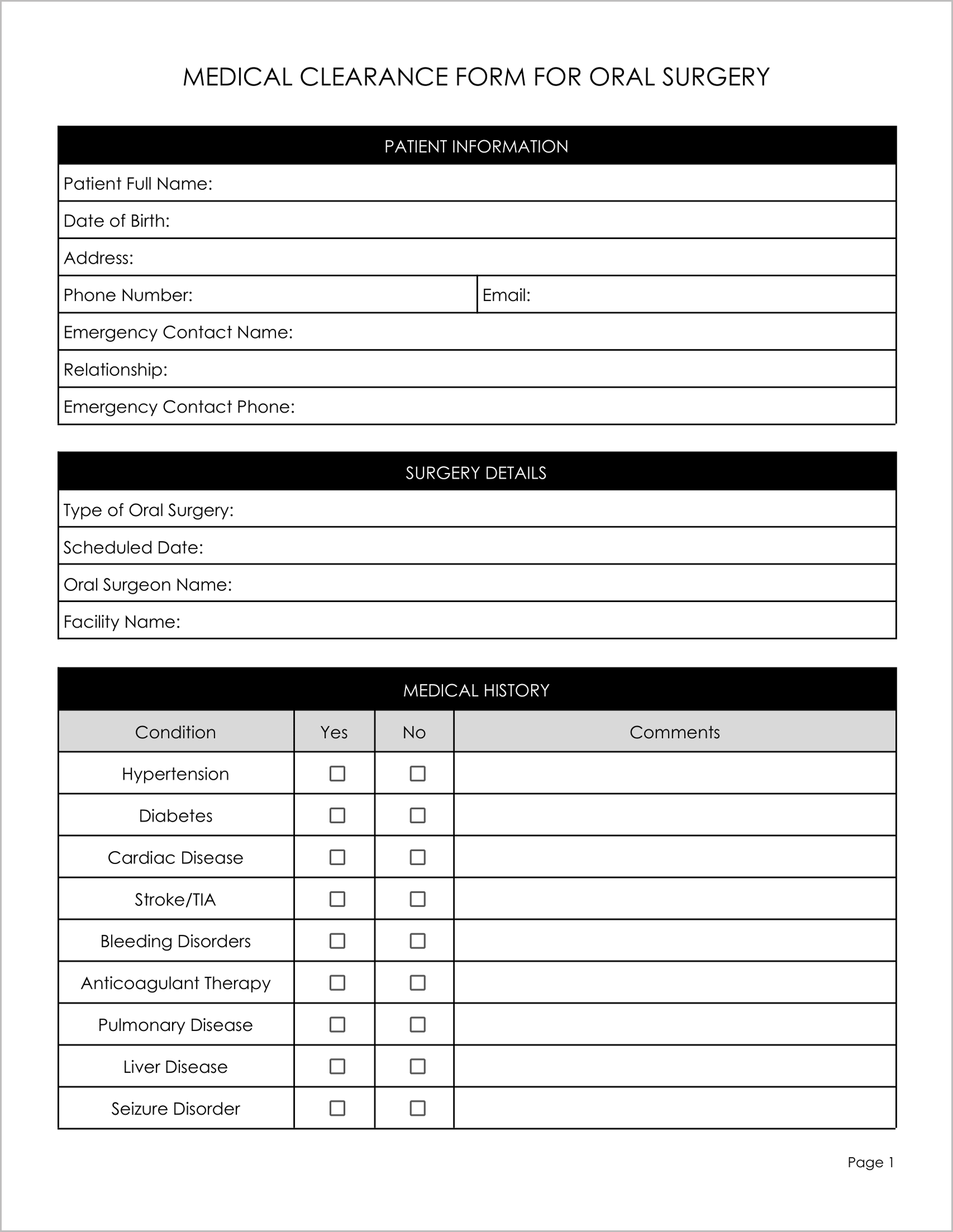 18 Must-Have Free Medical Clearance Forms for Surgery 18 Must-Have Free Medical Clearance Forms for Surgery