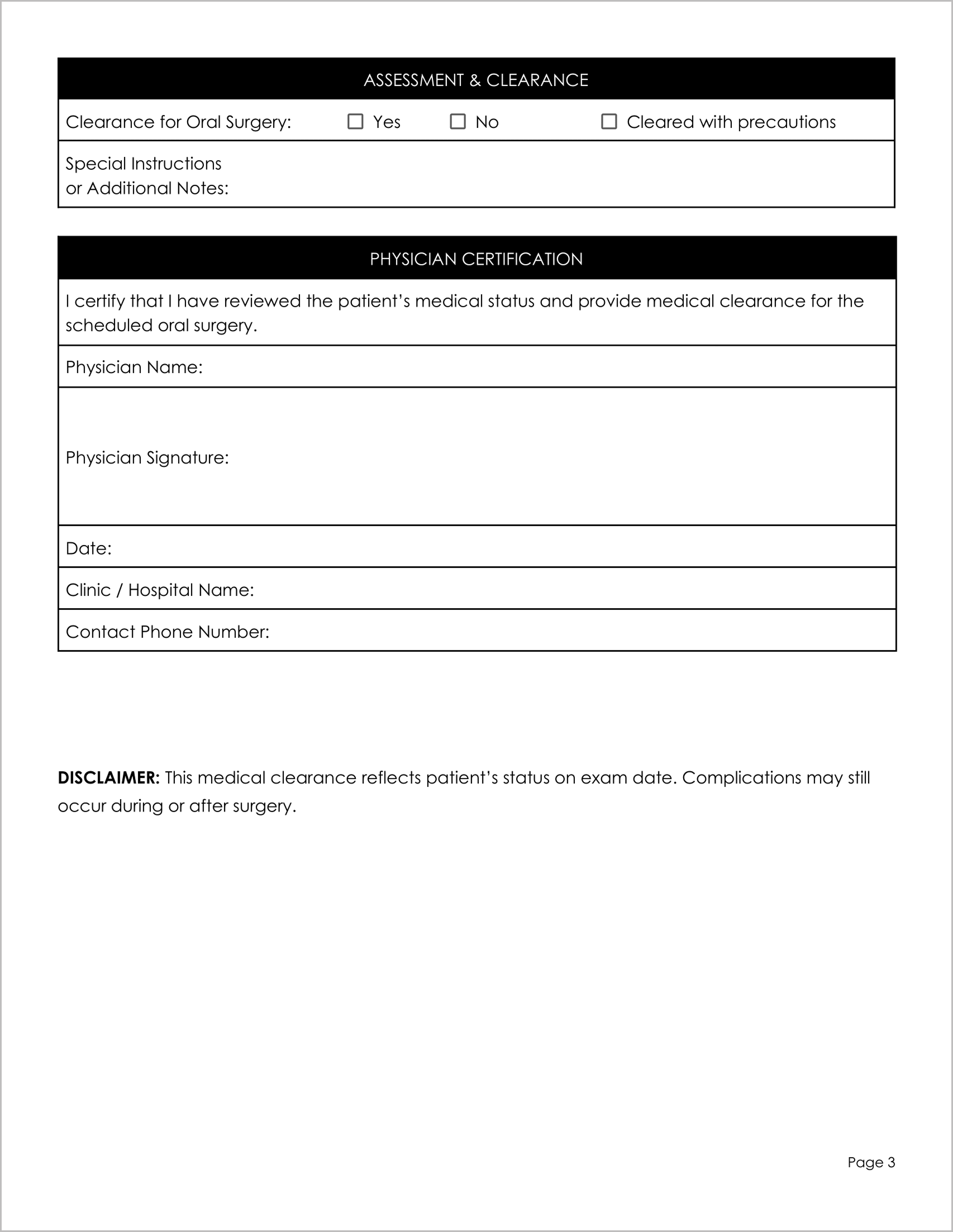 18 Must-Have Free Medical Clearance Forms for Surgery 18 Must-Have Free Medical Clearance Forms for Surgery
