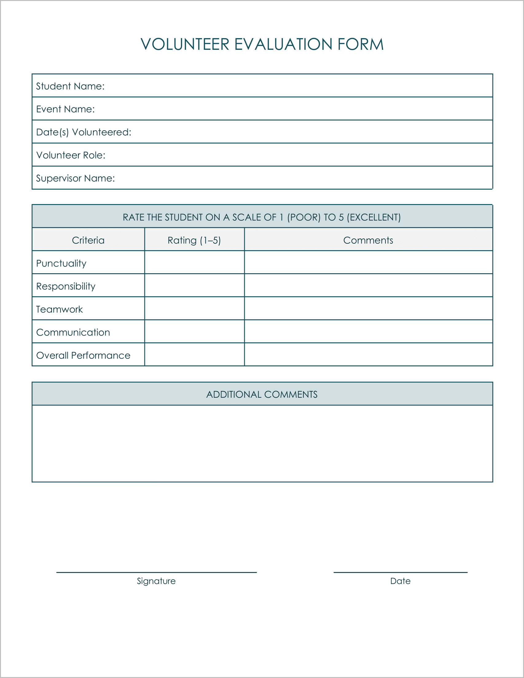 10 Must-Have Free High School Volunteer Form Templates