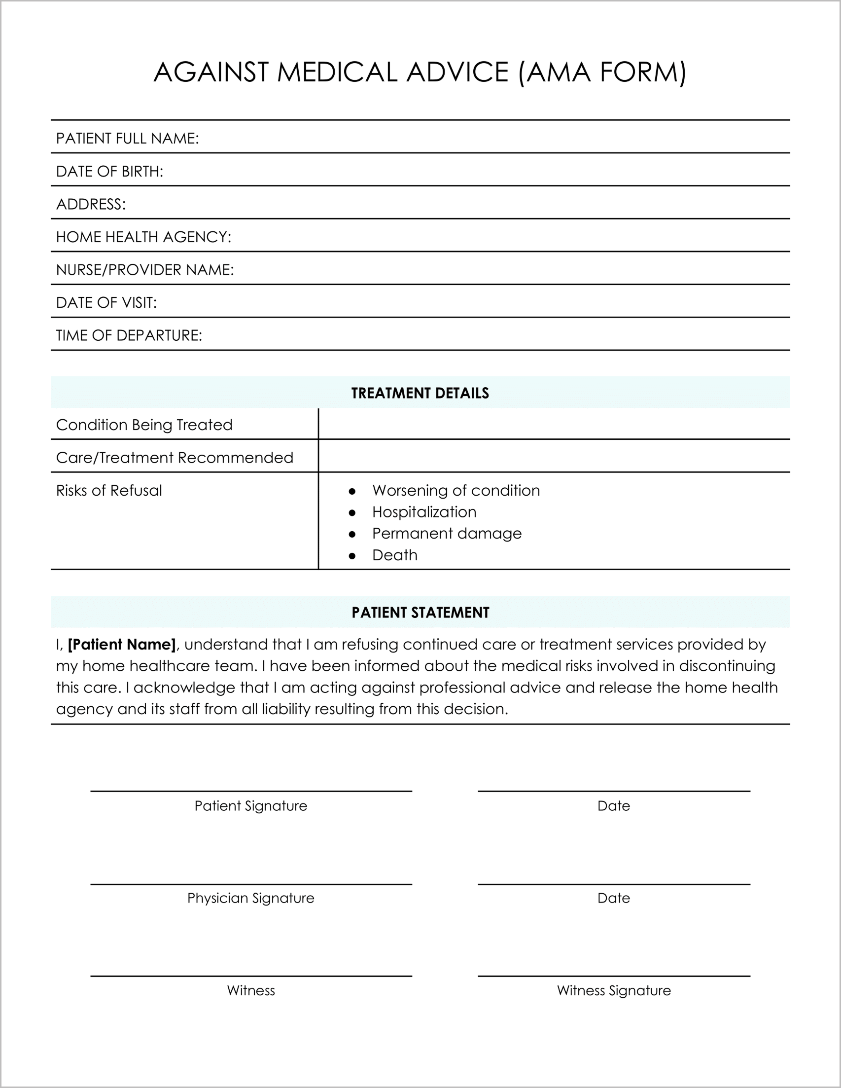 11 Must-Have Free Against Medical Advice (AMA) Forms 11 Must-Have Free Against Medical Advice (AMA) Forms