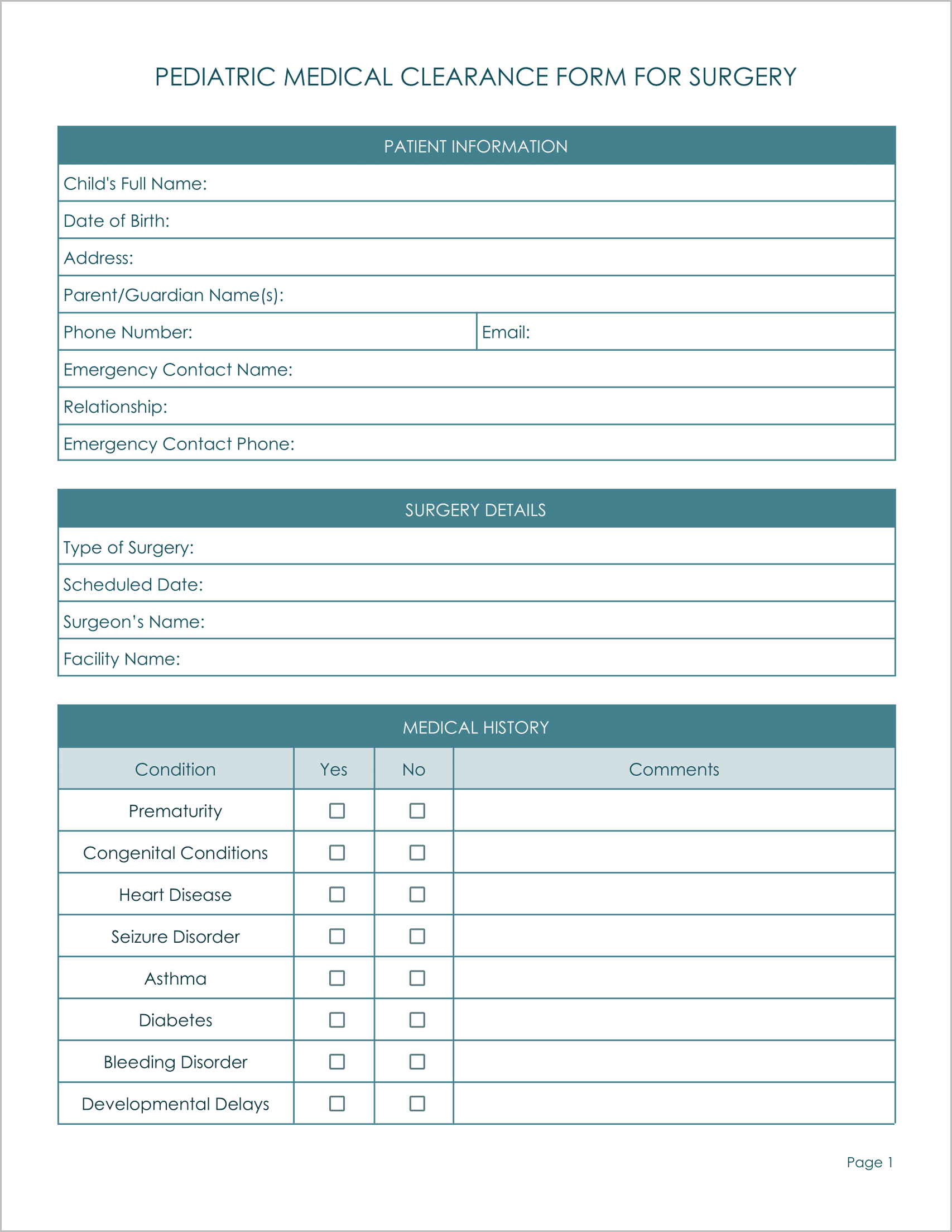 18 Must-Have Free Medical Clearance Forms for Surgery 18 Must-Have Free Medical Clearance Forms for Surgery