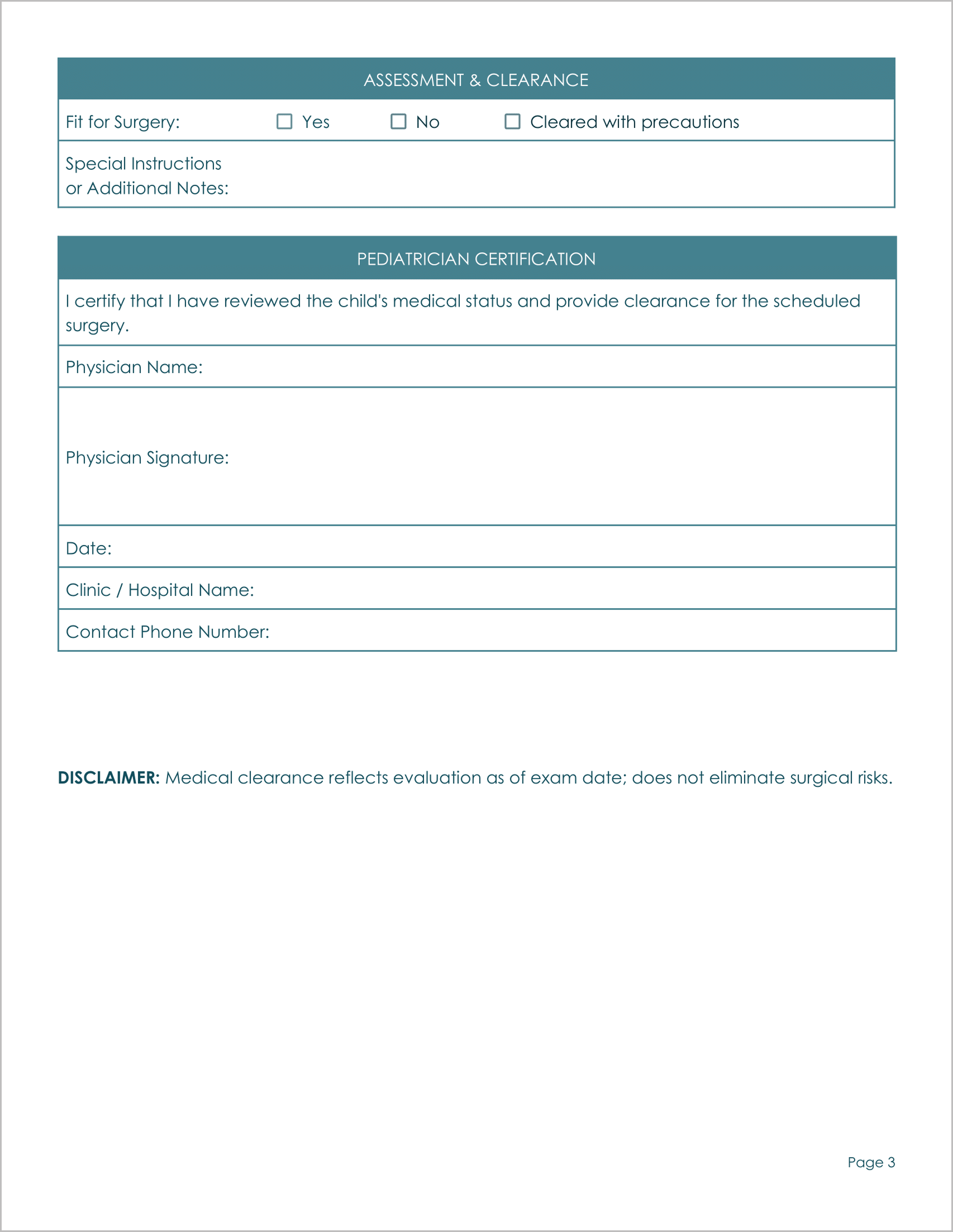 18 Must-Have Free Medical Clearance Forms for Surgery 18 Must-Have Free Medical Clearance Forms for Surgery