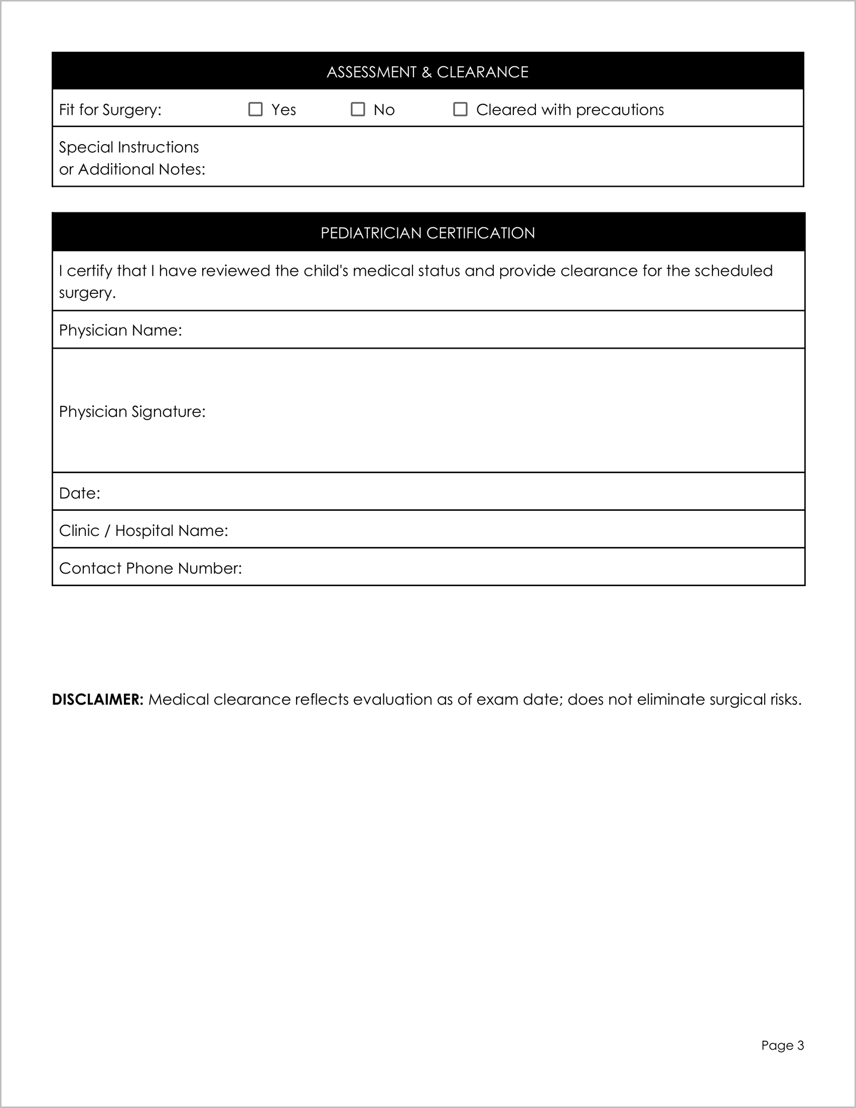 18 Must-Have Free Medical Clearance Forms for Surgery 18 Must-Have Free Medical Clearance Forms for Surgery