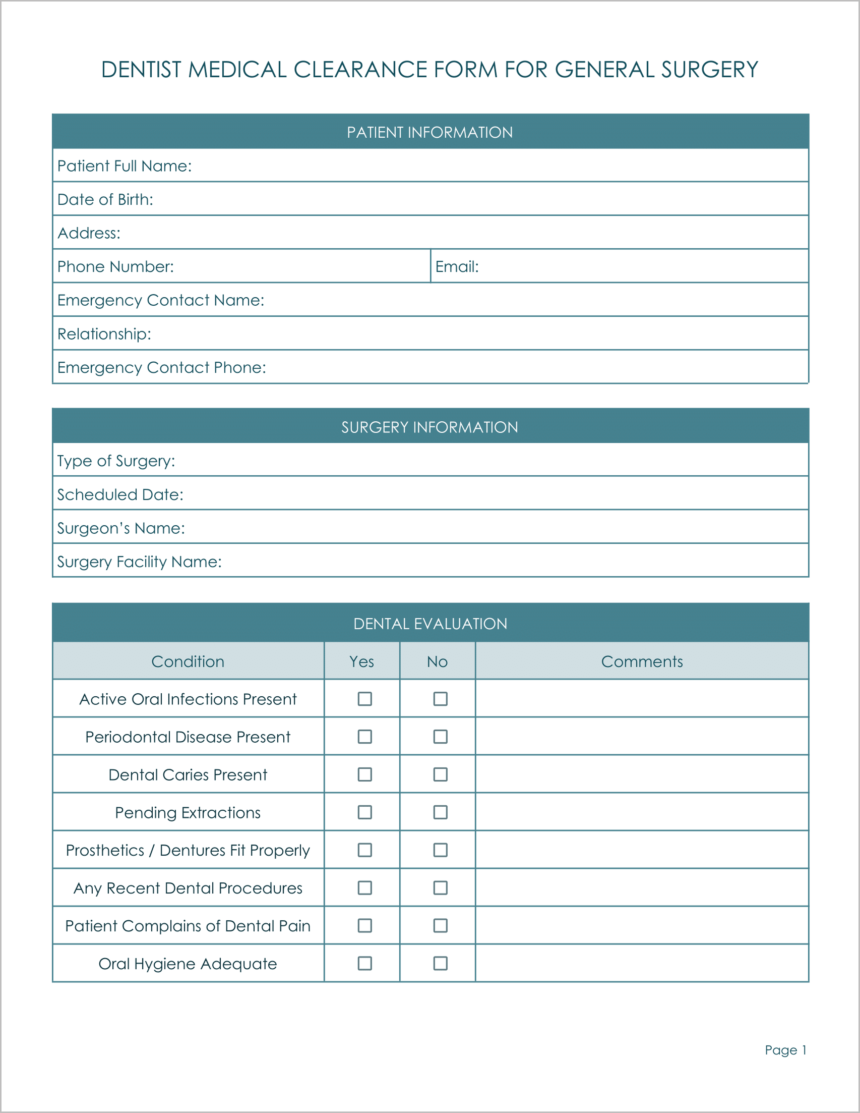 18 Must-Have Free Medical Clearance Forms for Surgery 18 Must-Have Free Medical Clearance Forms for Surgery