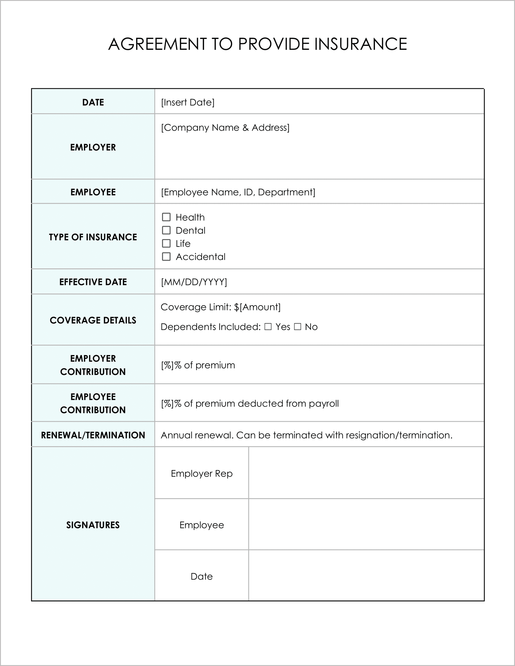 11 Must-Have Free Agreement to Provide Insurance Forms 11 Must-Have Free Agreement to Provide Insurance Forms