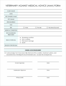 10 Must-Have Free Veterinary Against Medical Advice Forms