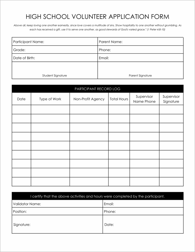 10-must-have-free-high-school-volunteer-form-templates