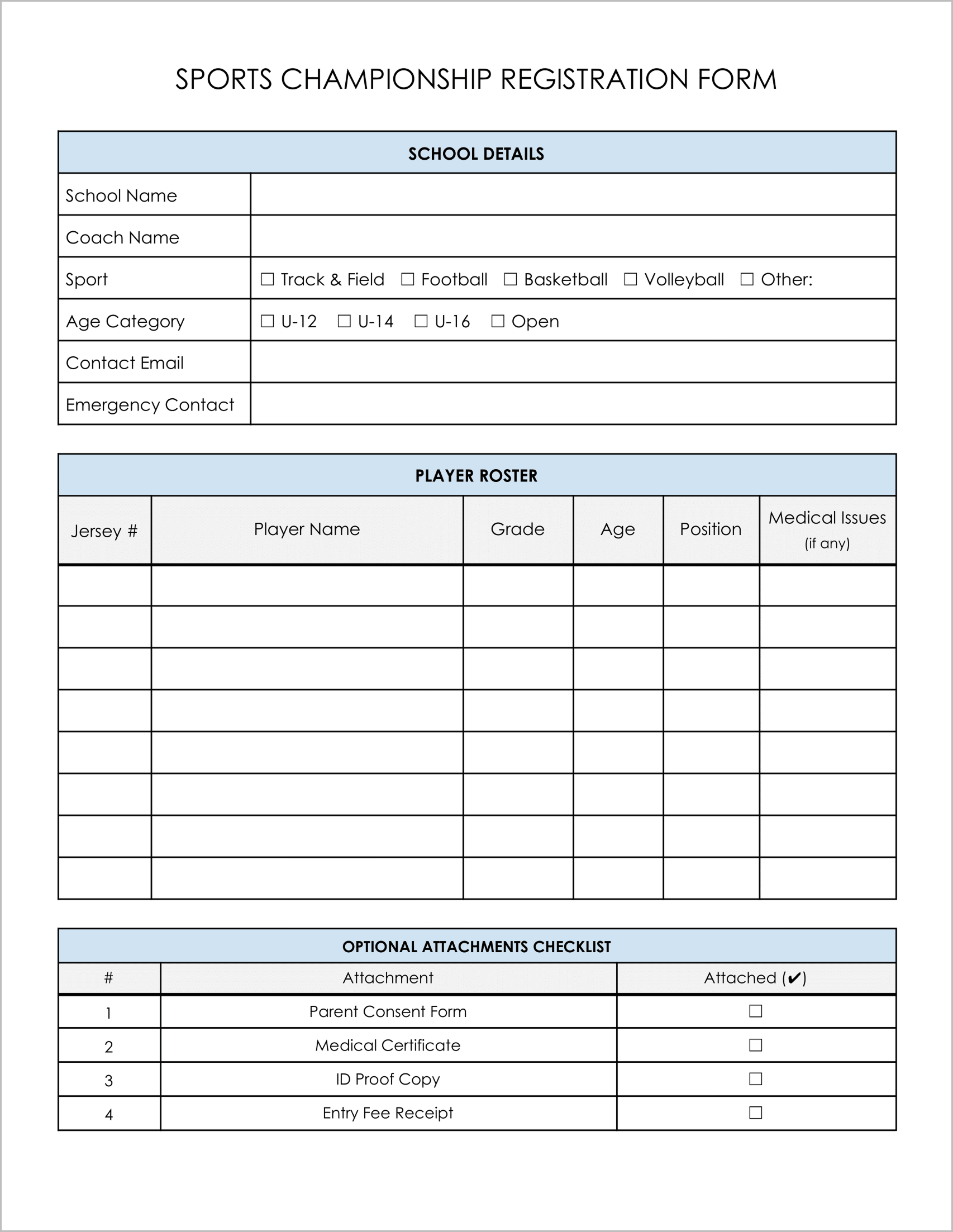 5 Must-Have Free School Championship Registration Forms
