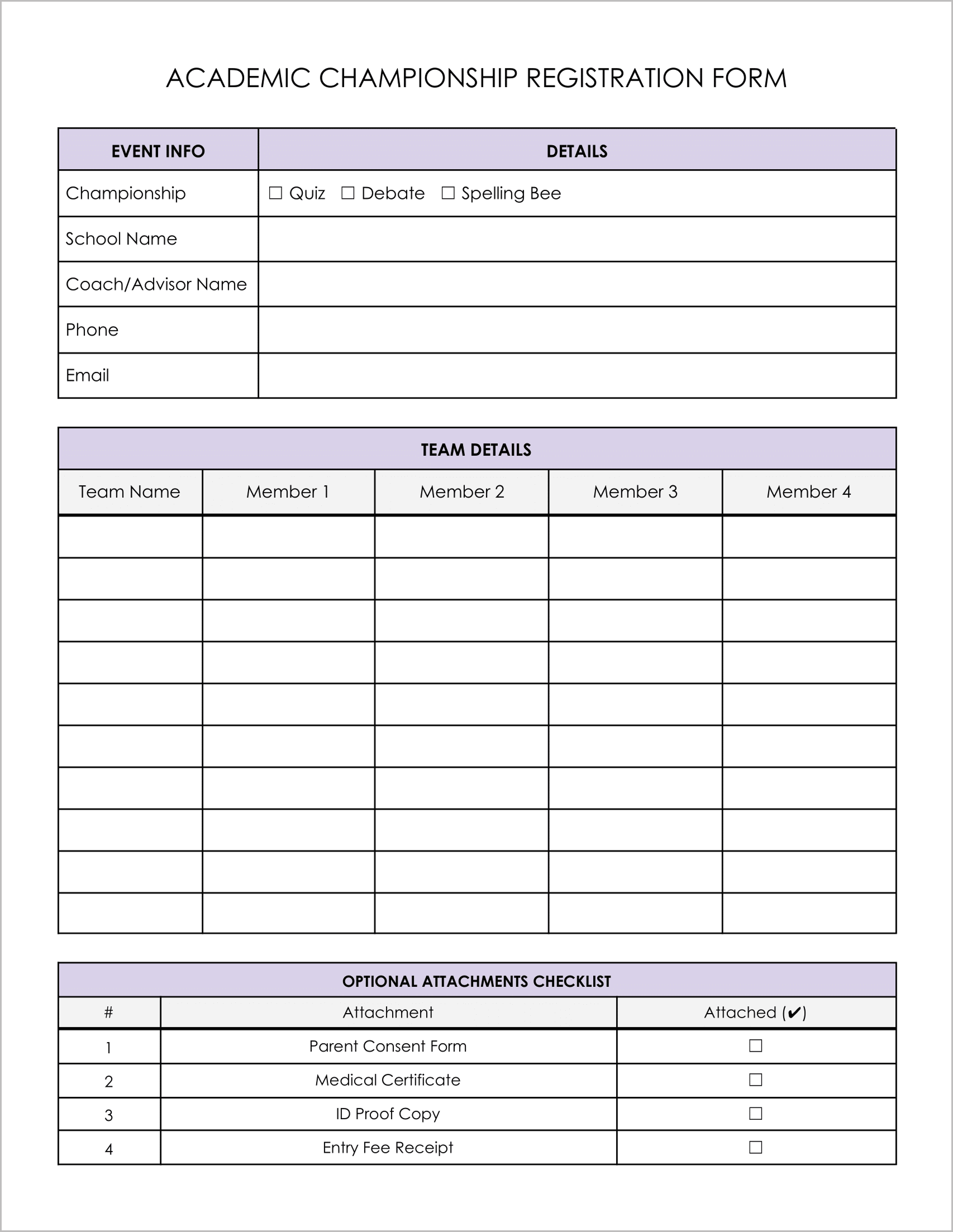 5 Must-Have Free School Championship Registration Forms