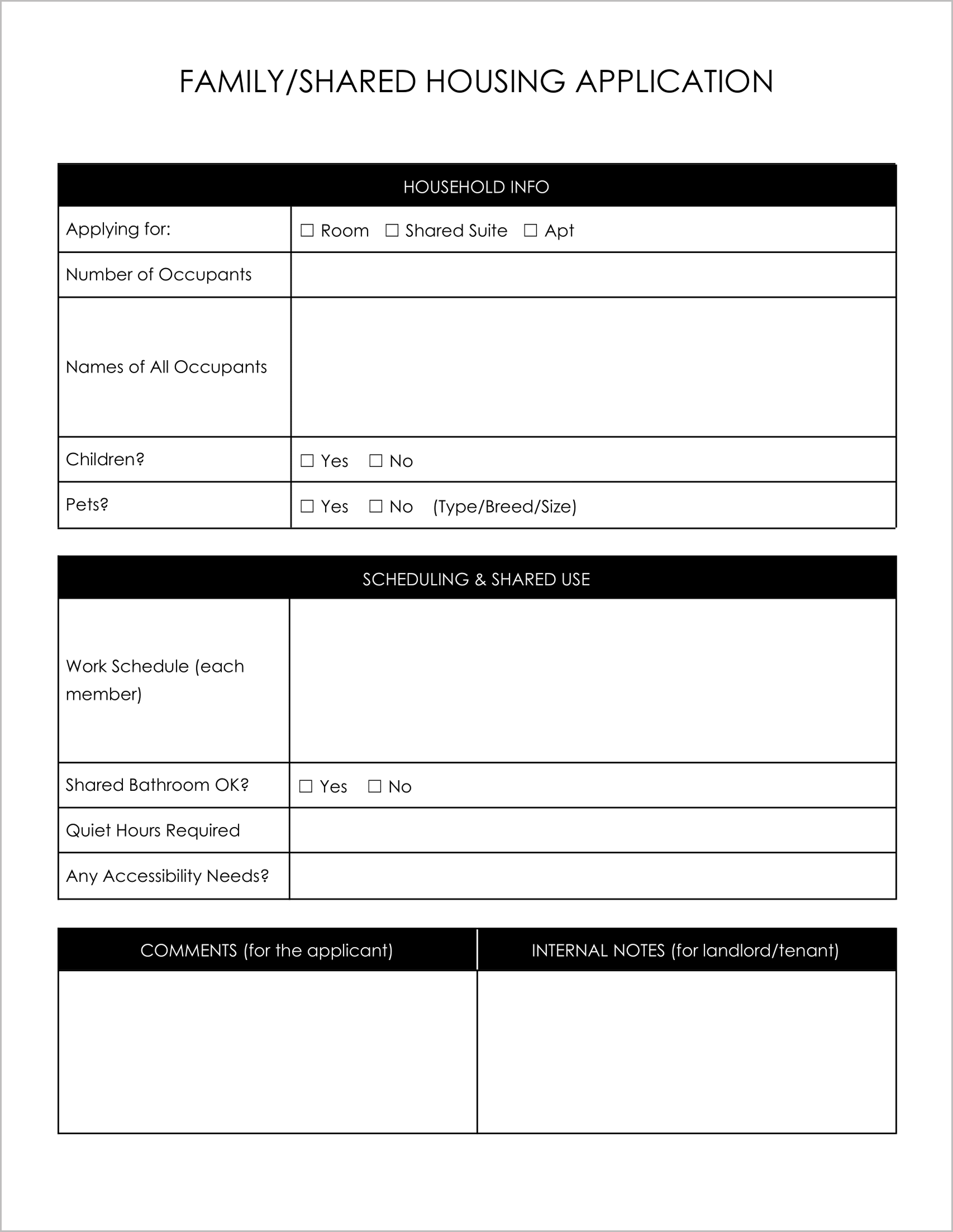6 Must-Have Roommate Application Templates