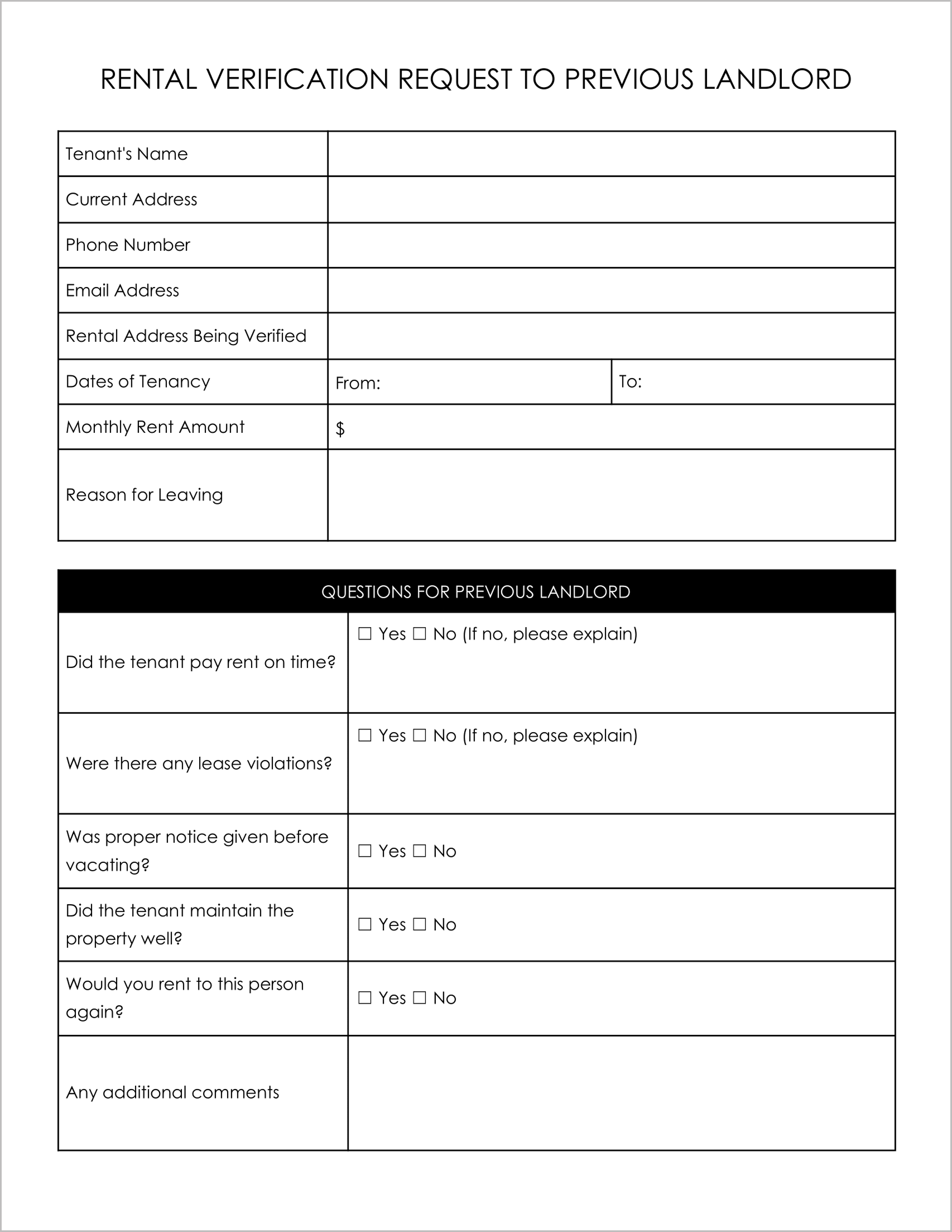10 Free Must-Have Rental Verification Form Templates