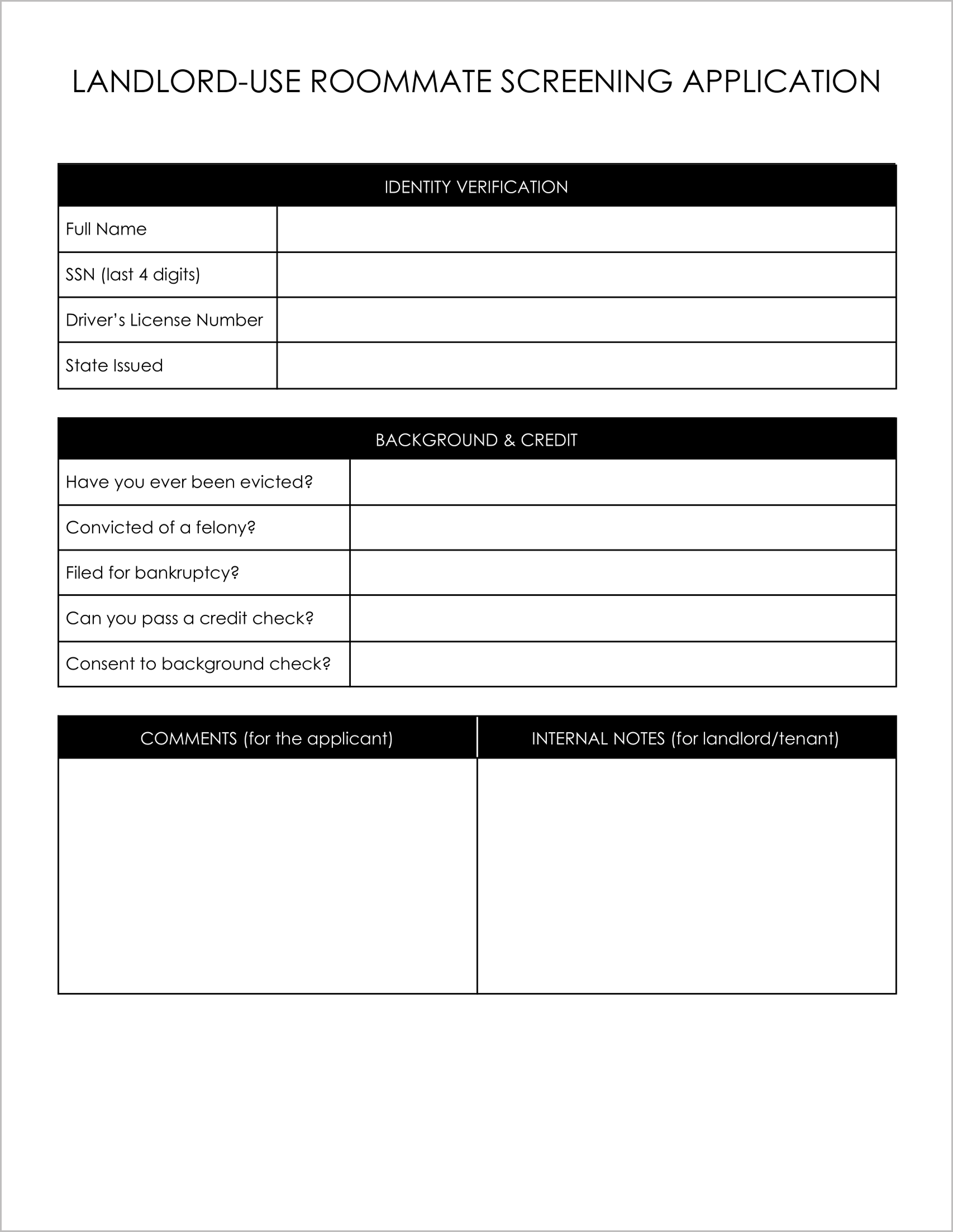 6 Must-Have Roommate Application Templates
