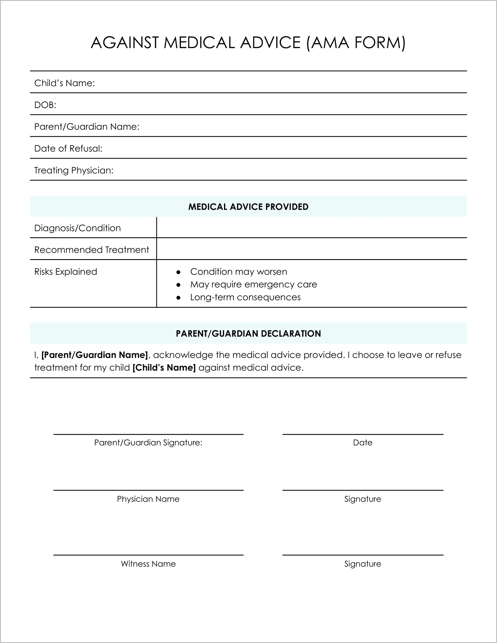 11 Must-Have Free Against Medical Advice (AMA) Forms 11 Must-Have Free Against Medical Advice (AMA) Forms