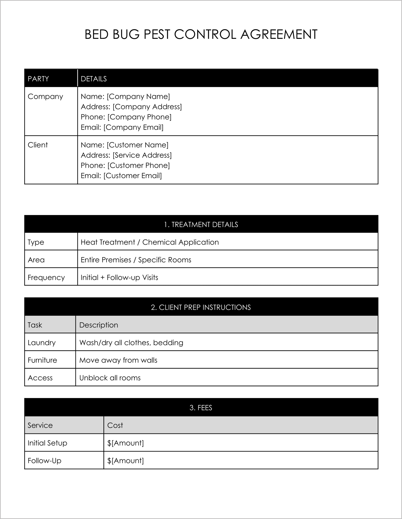 6 Free Pest Control Agreement Templates