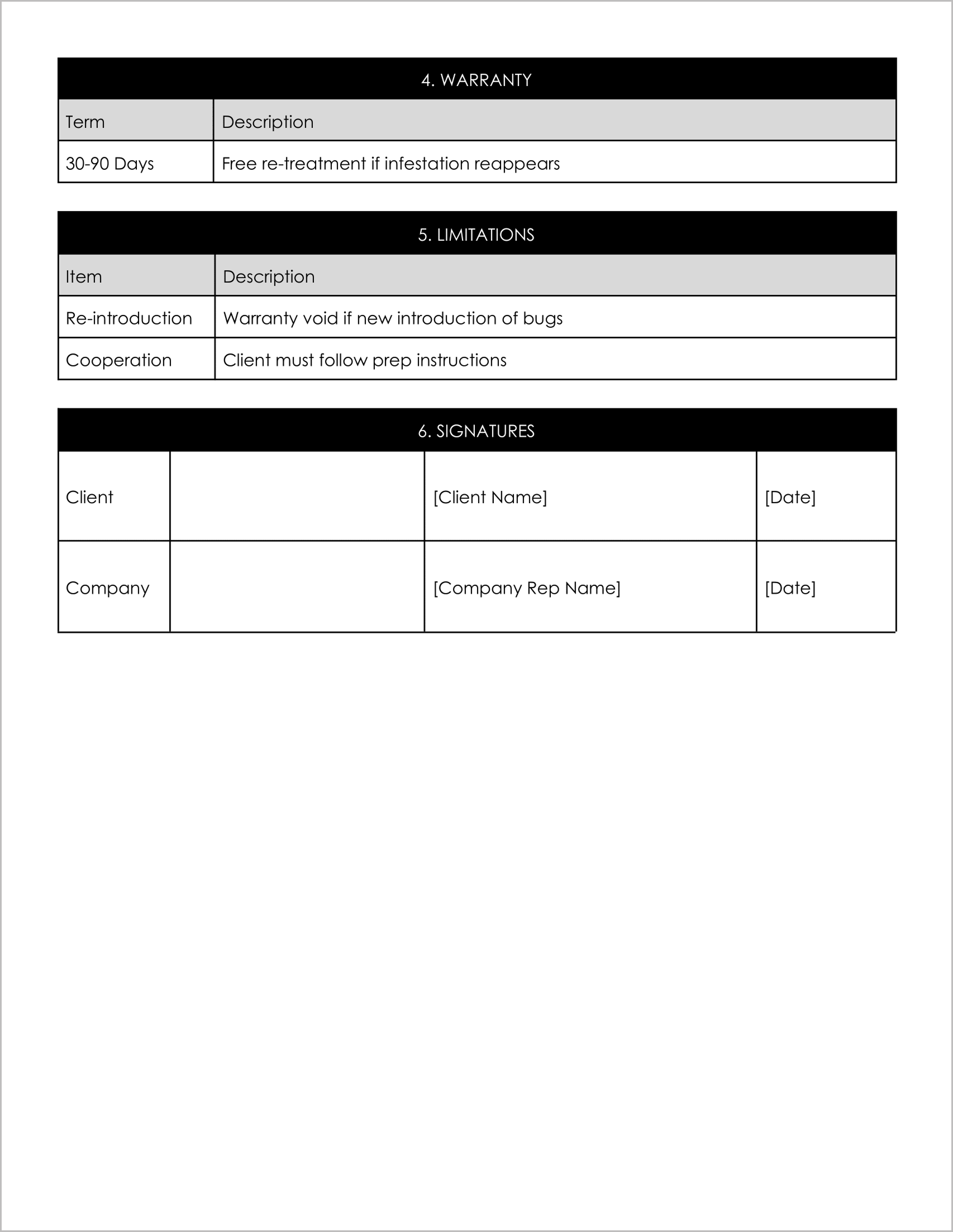 6 Free Pest Control Agreement Templates