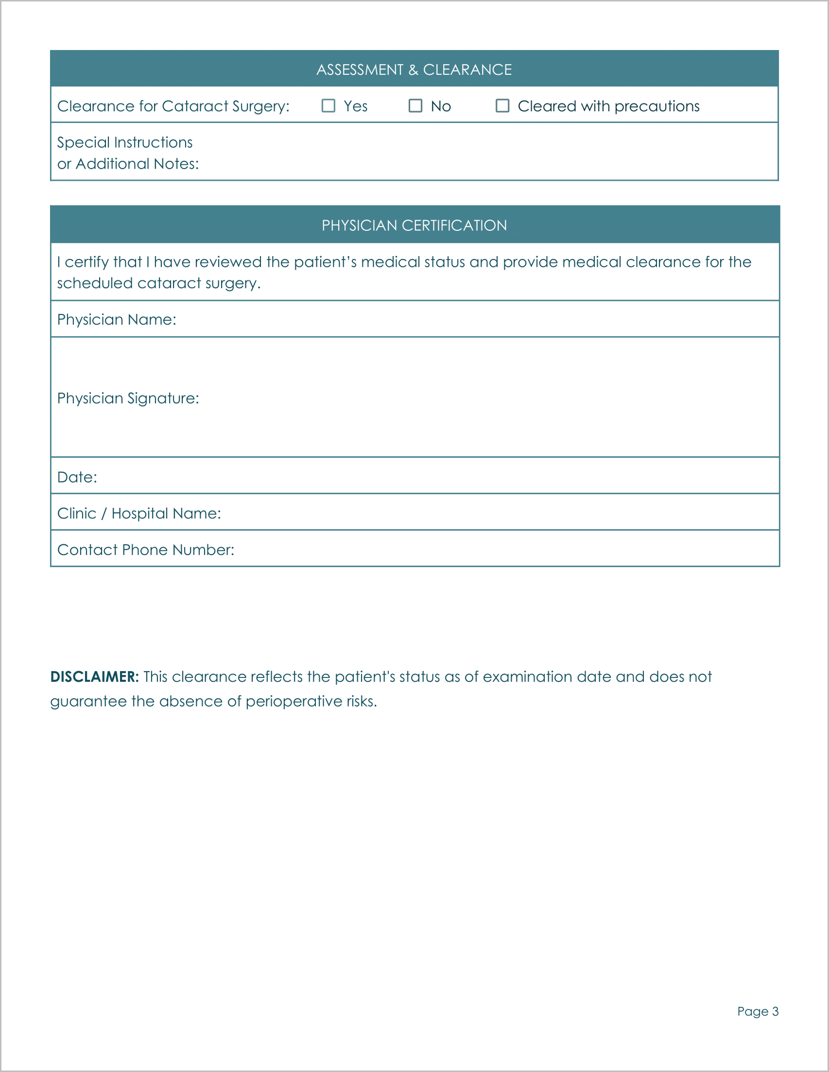 18 Must-Have Free Medical Clearance Forms for Surgery 18 Must-Have Free Medical Clearance Forms for Surgery
