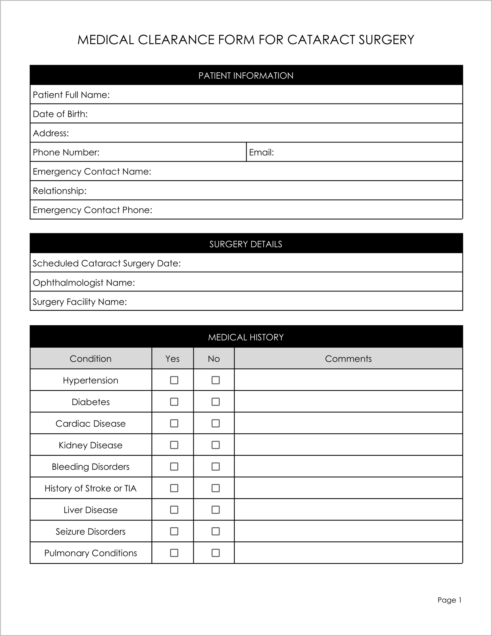 18 Must-Have Free Medical Clearance Forms for Surgery 18 Must-Have Free Medical Clearance Forms for Surgery