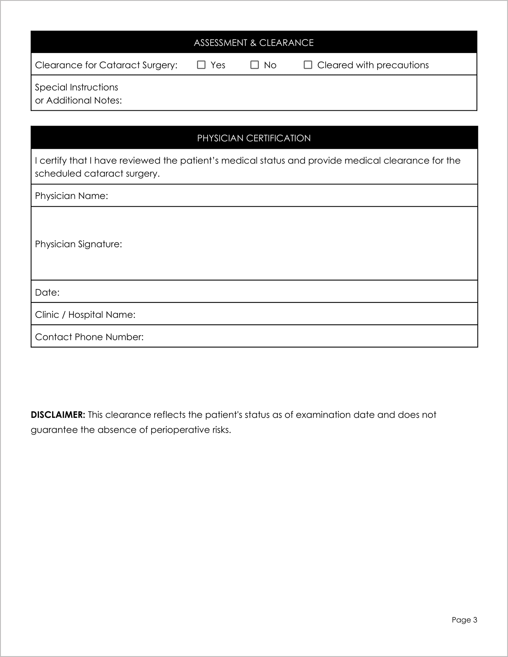 18 Must-Have Free Medical Clearance Forms for Surgery 18 Must-Have Free Medical Clearance Forms for Surgery