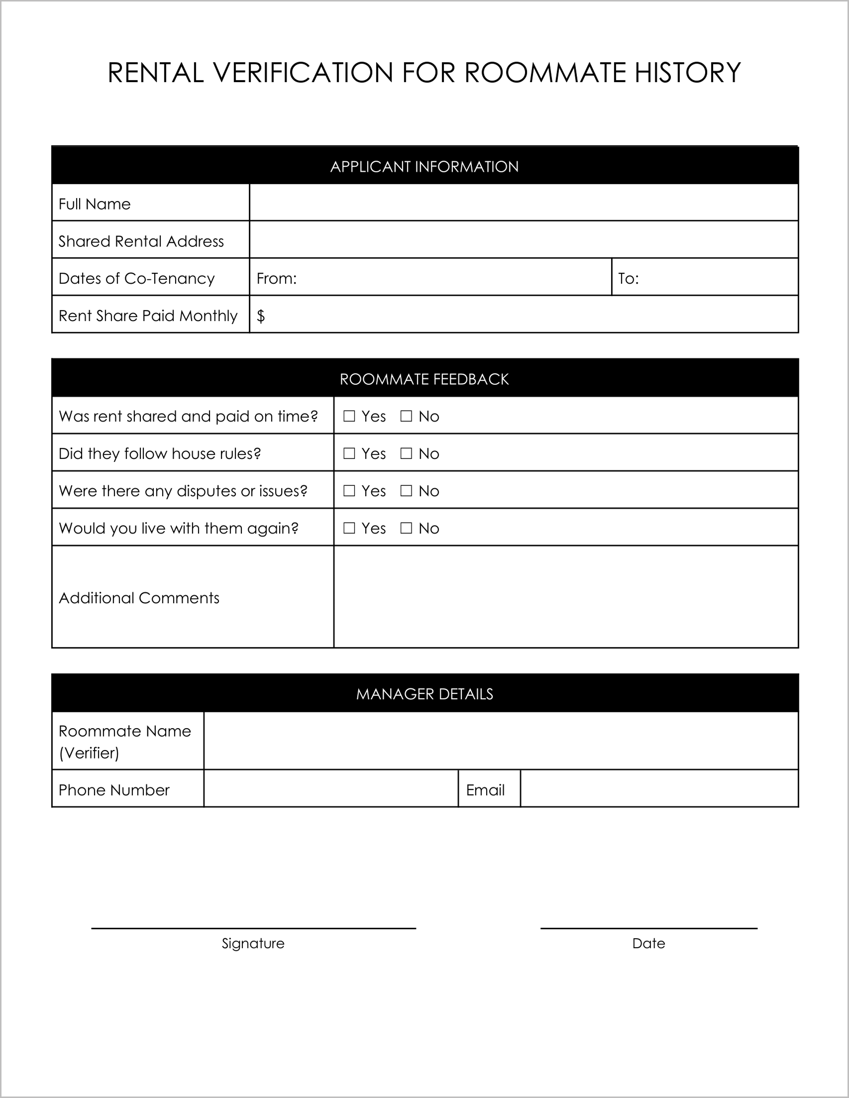 10 Free Must-Have Rental Verification Form Templates