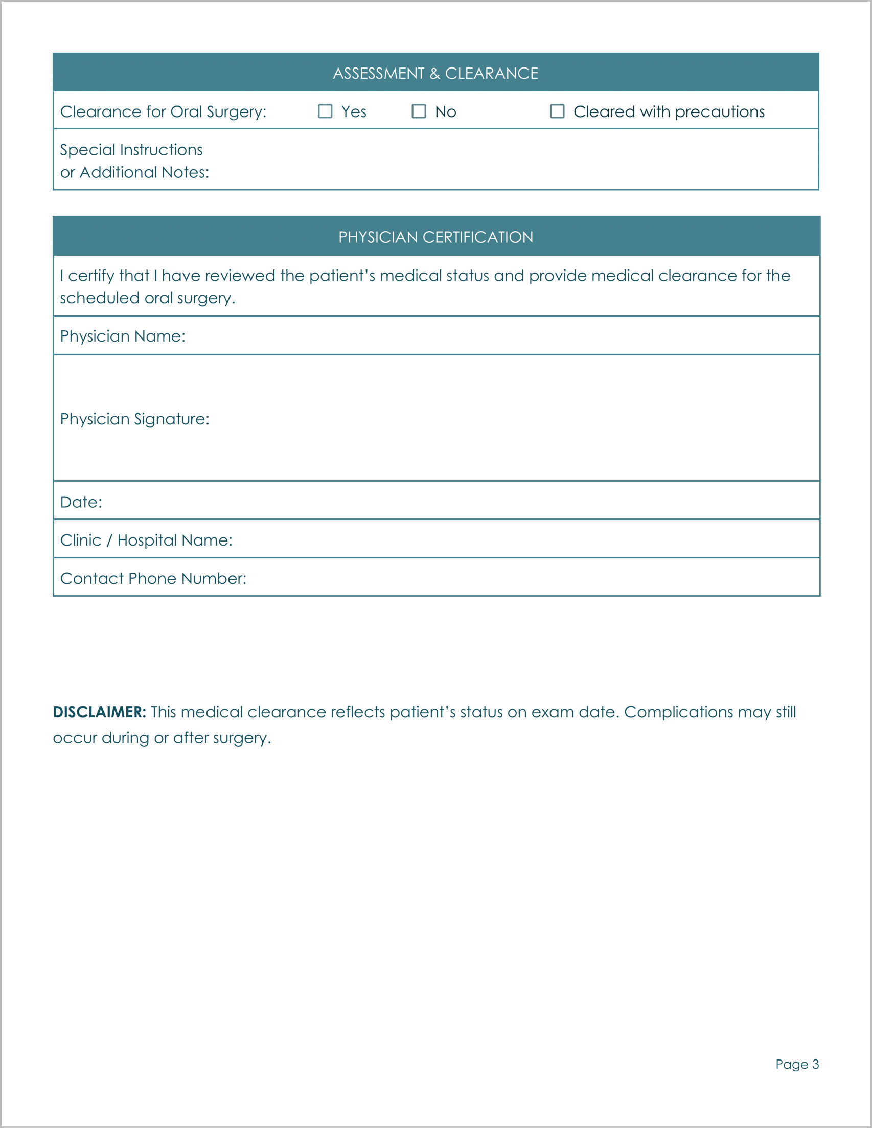 18 Must-Have Free Medical Clearance Forms for Surgery 18 Must-Have Free Medical Clearance Forms for Surgery