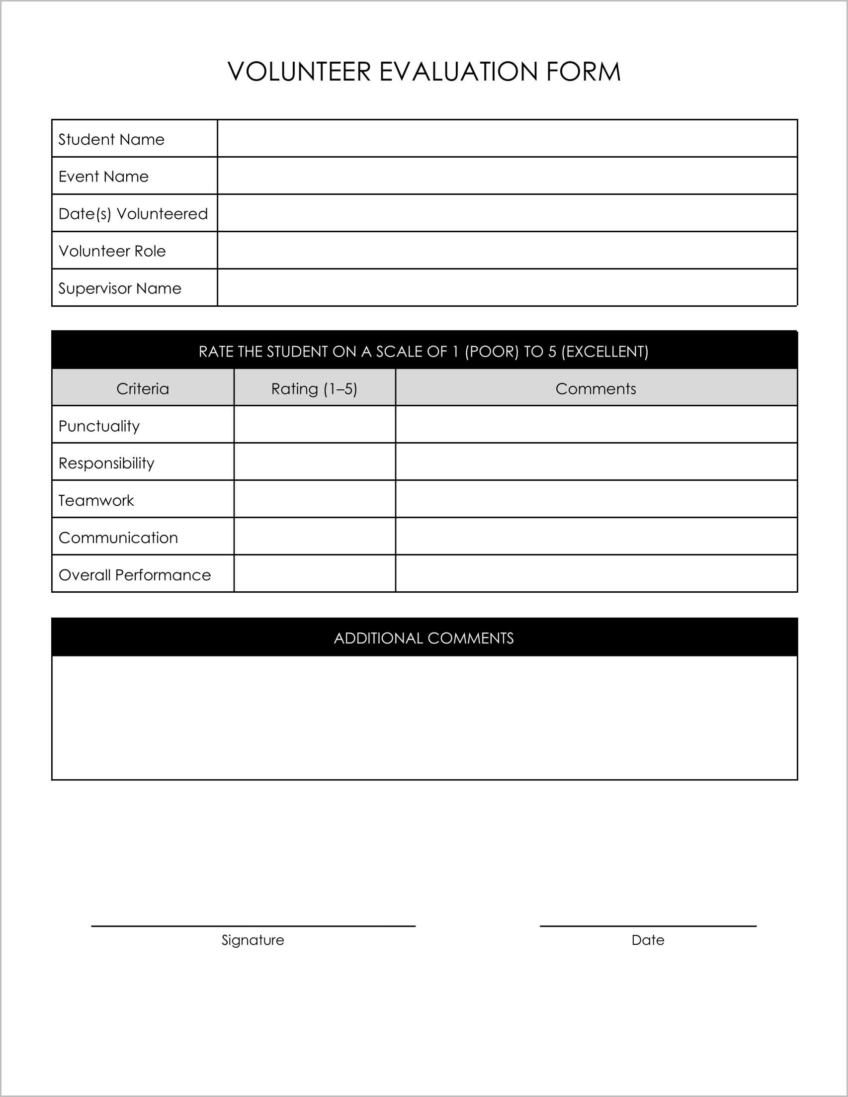 10 Must-Have Free High School Volunteer Form Templates