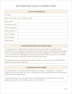 Free Background Check Consent Form Template