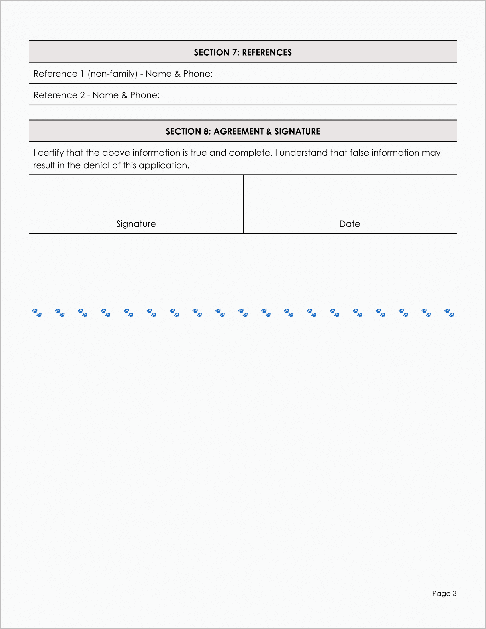Free Cat Adoption Application Form Templates Free Cat Adoption Application Form Templates