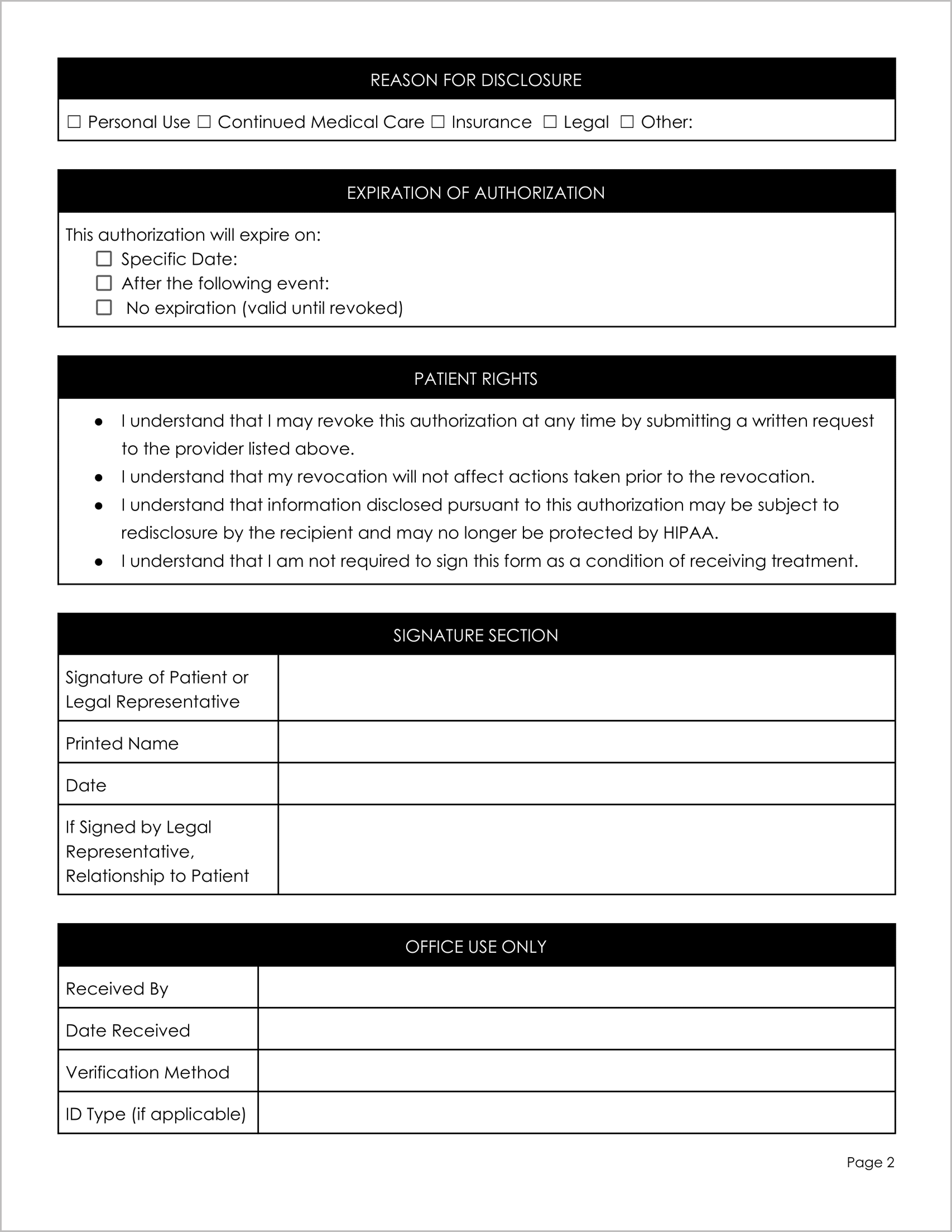 Free HIPAA Consent Form Template