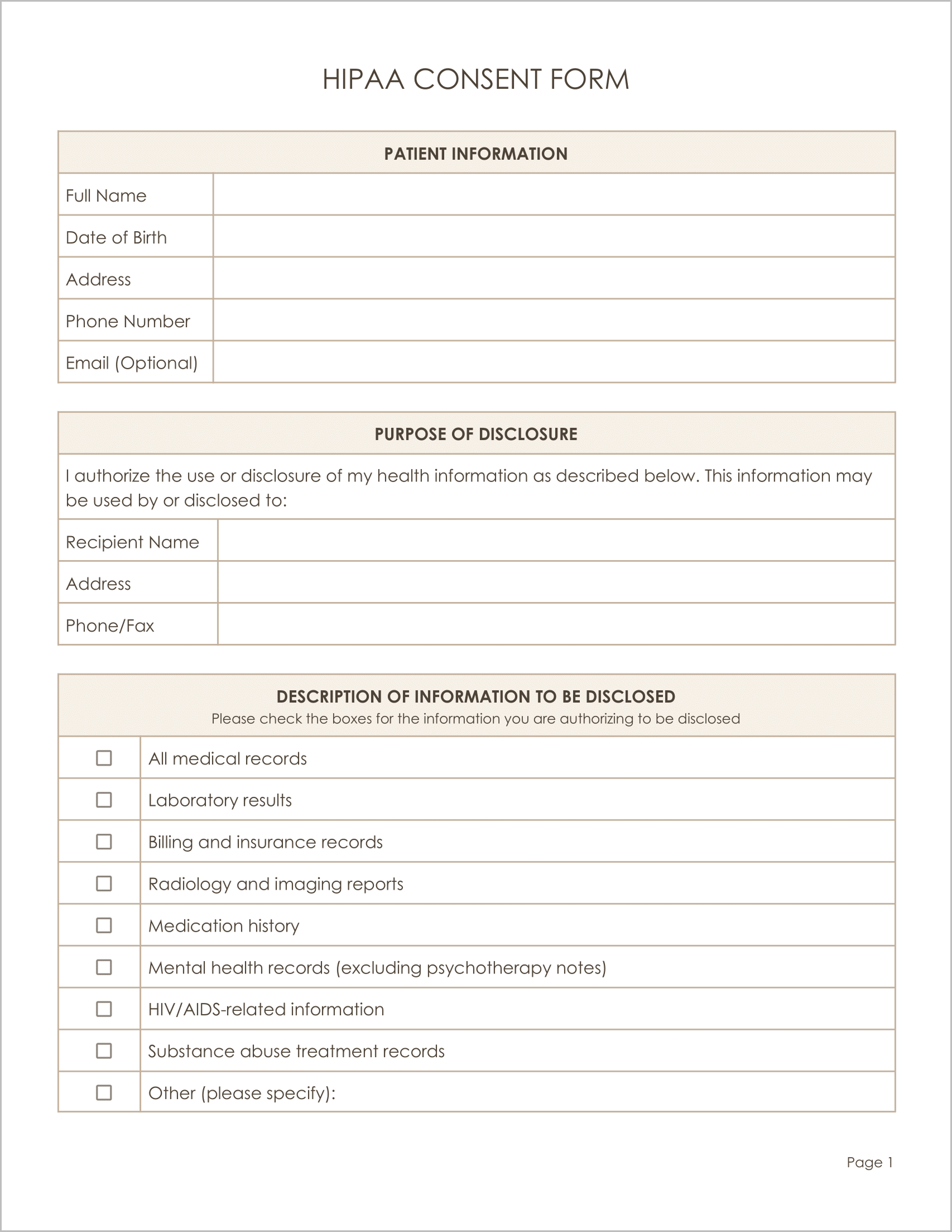 Free HIPAA Consent Form Template