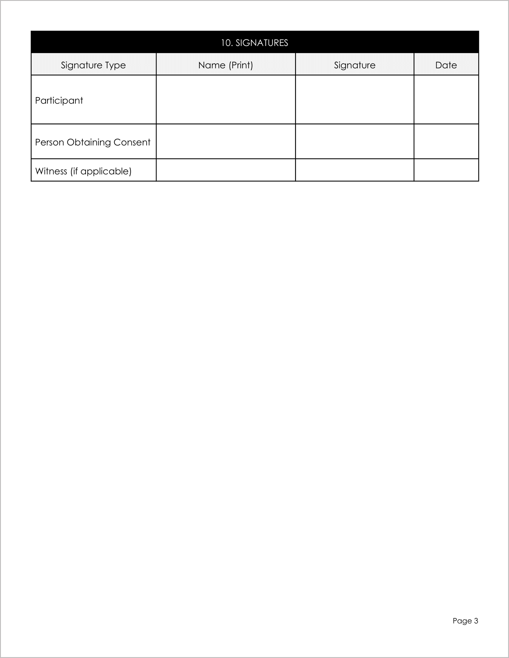 Free Informed Consent Form Templates