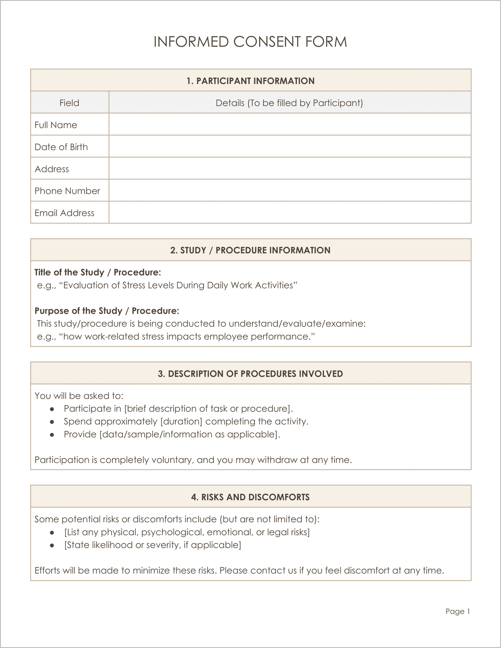 Free Informed Consent Form Templates