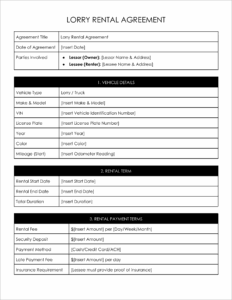 Free Lorry Rental Agreement Templates
