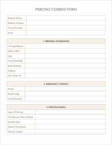 Free Piercing Consent Form Template