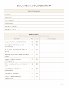 Free Consent Form Template for Botox