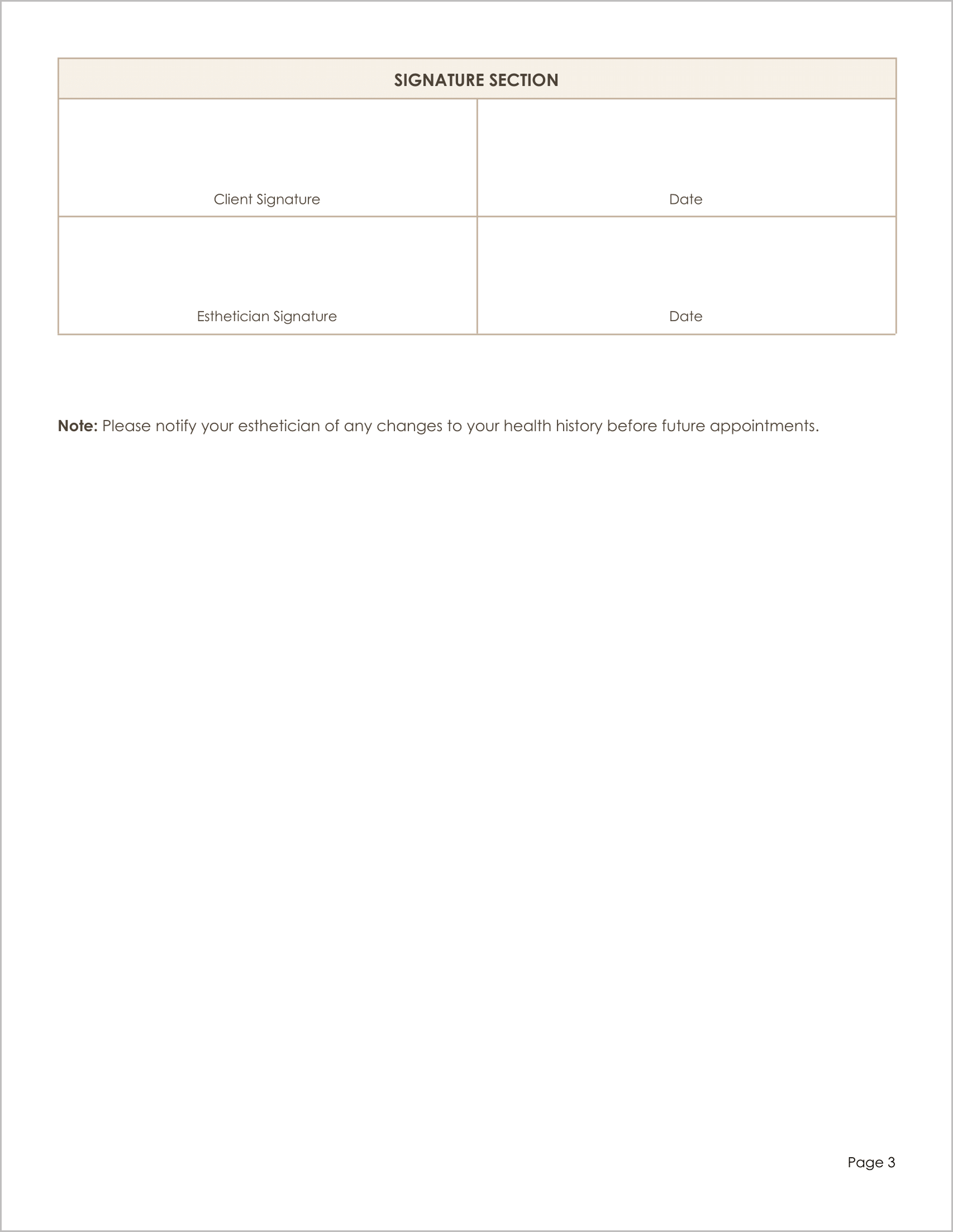 Free Esthetician Consent Form Template